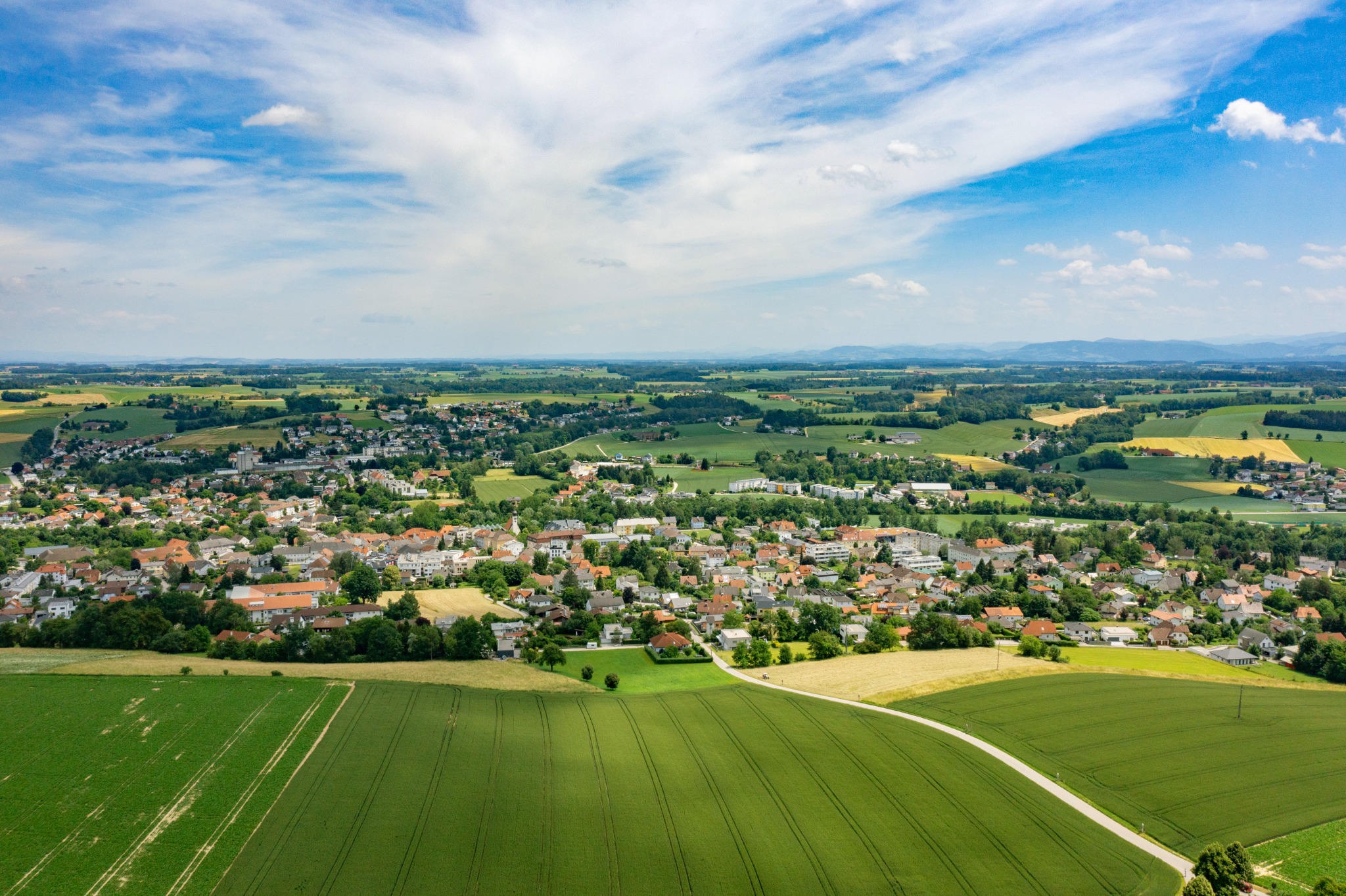 Gemeinden, Felder und Wohnlandschaft in unserer Region