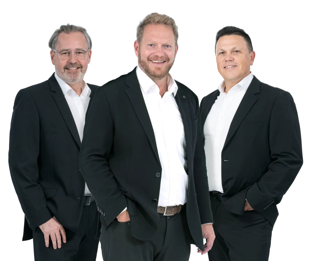 Ihr Verkaufsteam: Ing. Rudolf Fuchshuber, MBA, Roman Sonnberger und Ing. Christian Weidinger, MBA